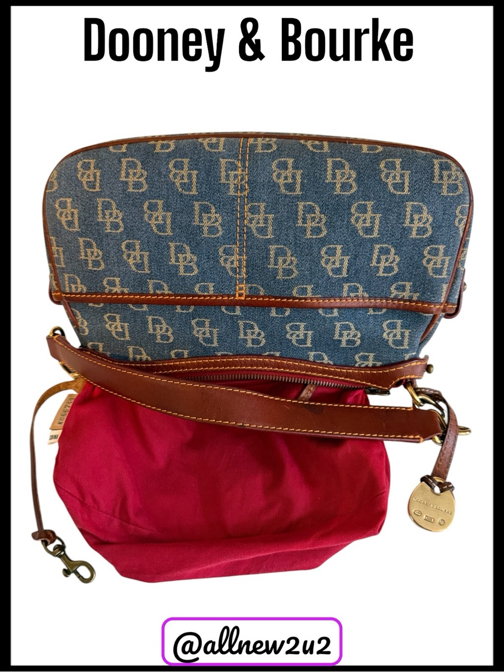 Reserved Dooney & Bourke Vintage Denim Monogram Hobo Baguette Bag - Picture 7 of 14
